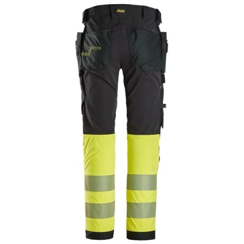 Spodnie robocze do pasa odblaskowe Stretch 6231 Snickers workwear tył żółte