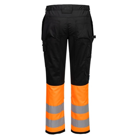 Portwest CD858 spodnie robocze do pasa ostrzegawcze WX2 Eco Hi-Vis z kaburą, klasa 1 pomarańczowo-czarne