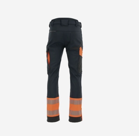 Sara Workwear Comfort Neo Winter 1-27-635 spodnie softshell do pasa grafitowo-pomarańczowe  z pasami odblaskowymi