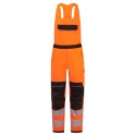 spodnie robocze ogrodniczki trudnopalne ostrzegawcze PW3 Modaflame Work Multi-Norm FR453 Portwest pomarańczowo-czarne