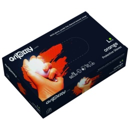 RĘKAWICE OCHRONNE, NITRYLOWE BEZPUDROWE POMARAŃCZOWE 50 SZT. - GRIPZZLY