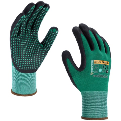Rękawice robocze ochronne nakrapiane X-Flex Green+ Procera