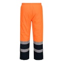 Portwest FR434 spodnie robocze do pasa trudnopalne ostrzegawcze zimowe Bizflame Rain Multi-Norm pomarańczowo-granatowe