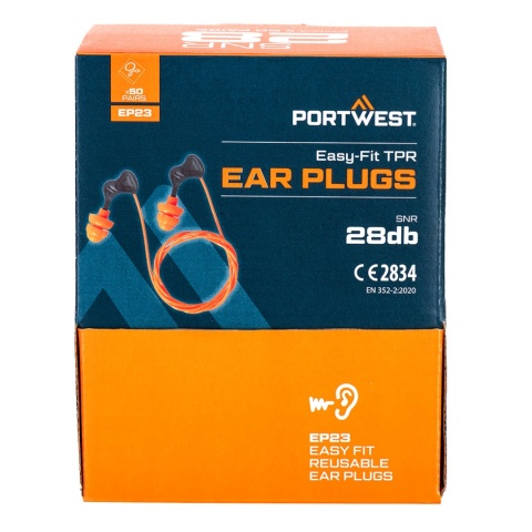 Portwest EP23 zatyczki do uszu ze sznurkiem Easy Fit TPR