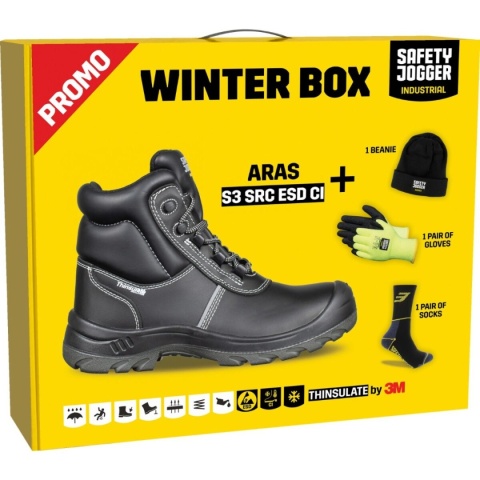 Winter box z trzewikami roboczymi, czapką roboczą, rękawicami roboczymi i skarpetkaim roboczymi