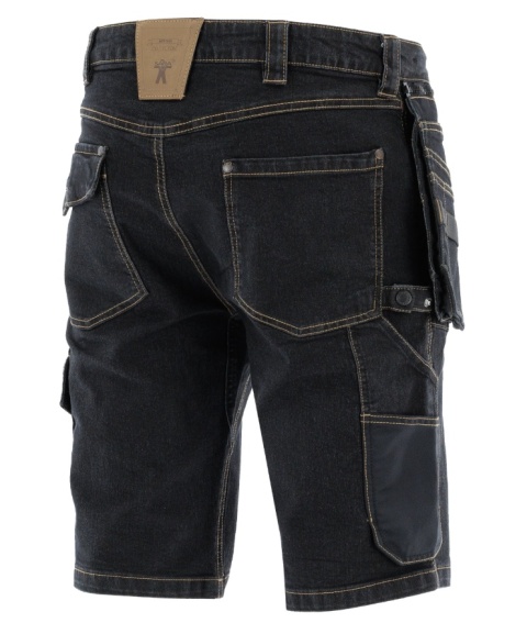 Sara Workwear COYOTE JEANS spodnie robocze do pasa krótkie monterskie Tytanowa czerń + Czarny