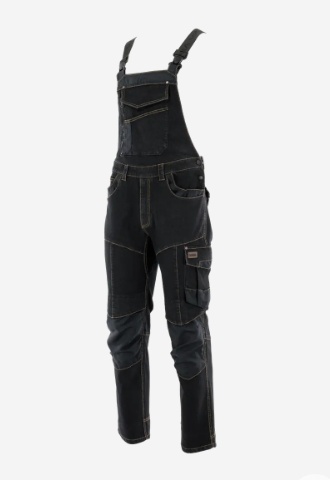 spodnie robocze ogrodniczki RODEO JEANS Sara Workwear Tytanowa czerń + Czarny