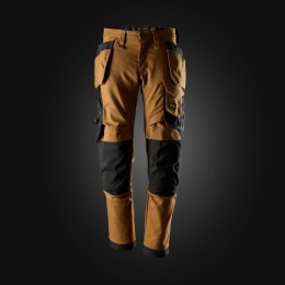 spodnie robocze do pasa Canvas stretch z workami kieszeniowymi AllroundWork 6244 Snickers Workwear brązowo-czarne