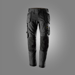 spodnie robocze do pasa Canvas stretch z workami kieszeniowymi AllroundWork 6244 Snickers Workwear szaro-czarne