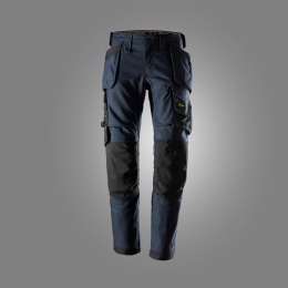spodnie robocze do pasa Canvas stretch z workami kieszeniowymi AllroundWork 6244 Snickers Workwear granatowo-czarne