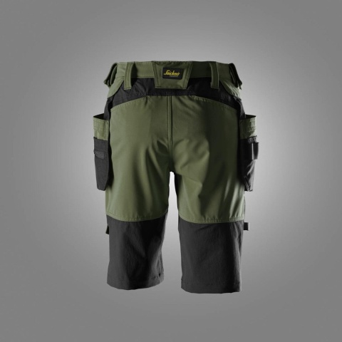 Snickers Workwear 6117 krótkie spodenki damskie stretch z workami kieszeniowymi AllroundWork khaki-czarne