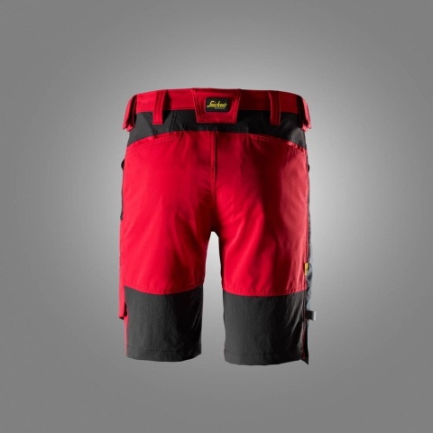 Snickers Workwear 6119 spodnie robocze do pasa krótkie stretch AllroundWork czerwono-czarne