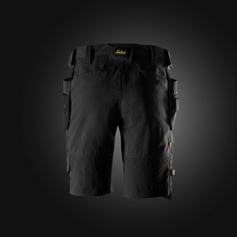 Snickers Workwear 6118 spodnie robocze do pasa krótkie stretch z workami kieszeniowymi AllroundWork czarne