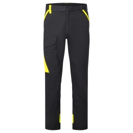 lekkie spodnie robocze do pasa bawełniane WX1 CD131 Portwest czarno-żółte