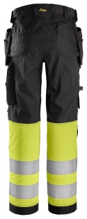 Snickers Workwear 6734 spodnie robocze do pasa damskie odblaskowe stretch z workami kieszeniowymi EN 20471/1 czarno-żółte