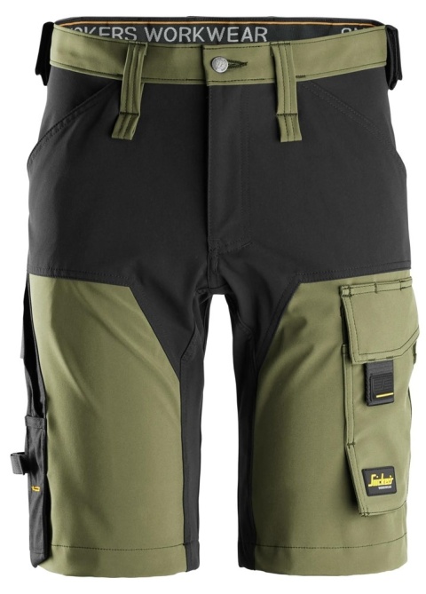 spodnie robocze do pasa krótkie stretch AllroundWork 6173 Snickers Workwear khaki-czarne