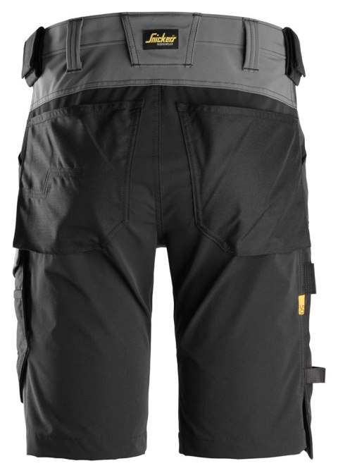 Snickers Workwear 6173 spodnie robocze do pasa krótkie stretch AllroundWork szaro-czarne