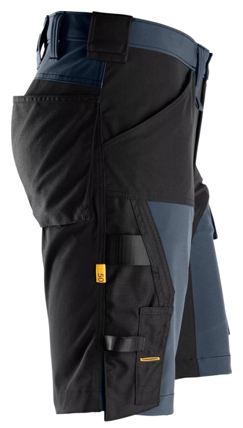 krótkie spodenki robocze stretch AllroundWork Snickers Workwear 6173 granatowo-czarne