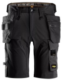 spodnie robocze do pasa krótkie stretch z workami kieszeniowymi AllroundWork 6175 Snickers Workwear czarne