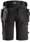 Snickers Workwear 6175 spodnie robocze do pasa krótkie stretch z workami kieszeniowymi AllroundWork czarne