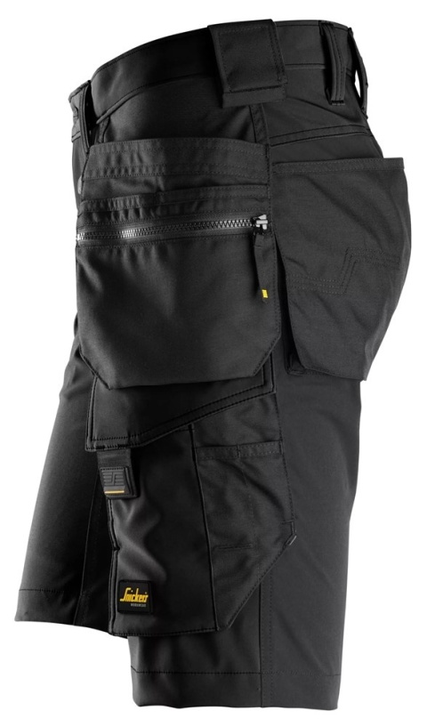 krótkie spodenki robocze stretch z workami kieszeniowymi Snickers Workwear AllroundWork 6175 czarne