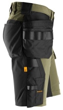 krótkie spodenki robocze stretch z workami kieszeniowymi Snickers Workwear AllroundWork 6175 khaki-czarne