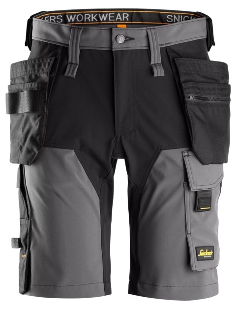 spodnie robocze do pasa krótkie stretch z workami kieszeniowymi AllroundWork 6175 Snickers Workwear szaro-czarne