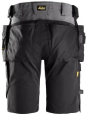 Snickers Workwear 6175 spodnie robocze do pasa krótkie stretch z workami kieszeniowymi AllroundWork szaro-czarne