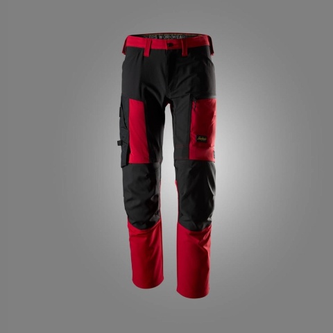 spodnie robocze do pasa stretch AllroundWork 6318 Snickers Workwear czerwono-czarne