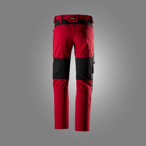 Snickers Workwear 6318 spodnie robocze do pasa stretch AllroundWork czerwono-czarne