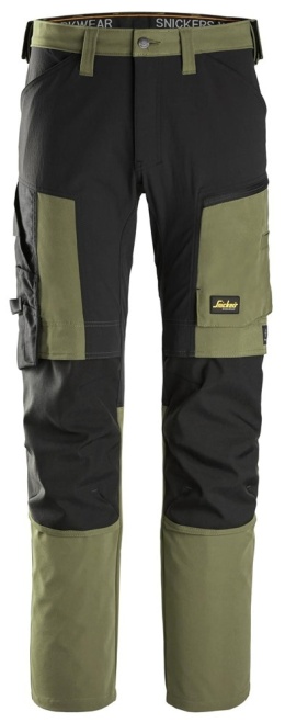 spodnie robocze do pasa stretch AllroundWork 6318 Snickers Workwear khaki-czarne