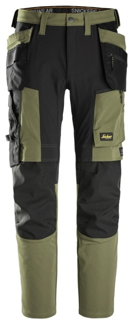 spodnie robocze do pasa stretch z workami kieszeniowymi AllroundWork 6218 Snickers Workwear khaki-czarne