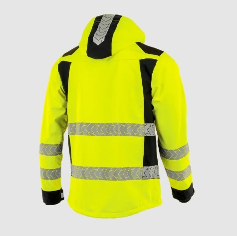 Sara Workwear Drogowiec Comfort kurtka robocza softshell odblaskowa żółto-czarna