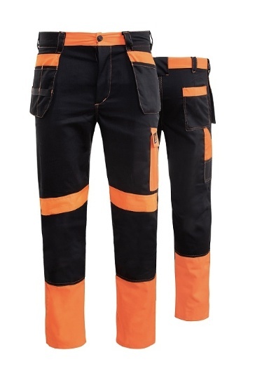 OUTLET SPODNIE ROBOCZE DO PASA MONTERSKIE HVP PROMONTER 260 PROCERA CZARNO-POMARAŃCZOWE 62