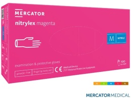 rękawice robocze jednorazowe nitrylowe bezpudrowe RMM-NITMAGENTA Mercator Medical