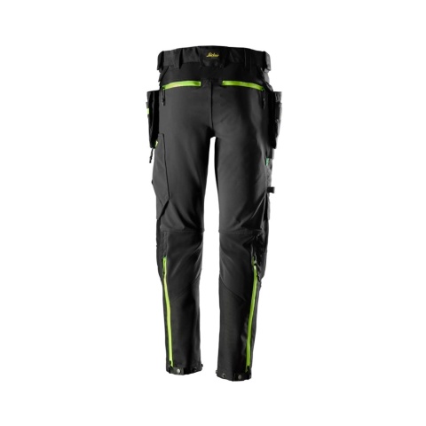 Snickers Workwear 6940 spodnie robocze do pasa FlexiWork czarno-żółte