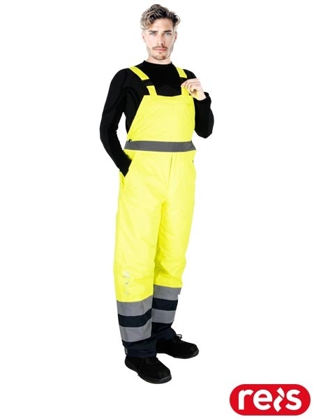 spodnie robocze ogrodniczki ocieplane odblaskowe kat. II BLUE-YELLOW Reis