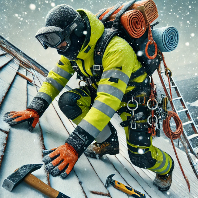 Zestaw Polstar dla dekarza zimą – odzież chroniąca przed wiatrem i wysokością