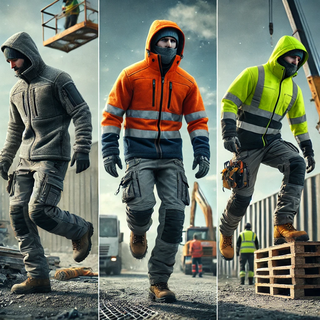 Porównanie polarów roboczych Portwest F250, F302 i F303 – klasyczny model i dwie wersje ostrzegawcze