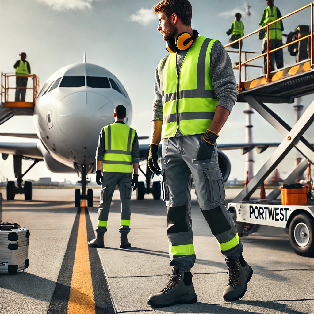Odzież robocza Portwest w branży lotniczej – lekkość, widoczność i bezpieczeństwo pracy przy samolotach okiem sklepu bh[