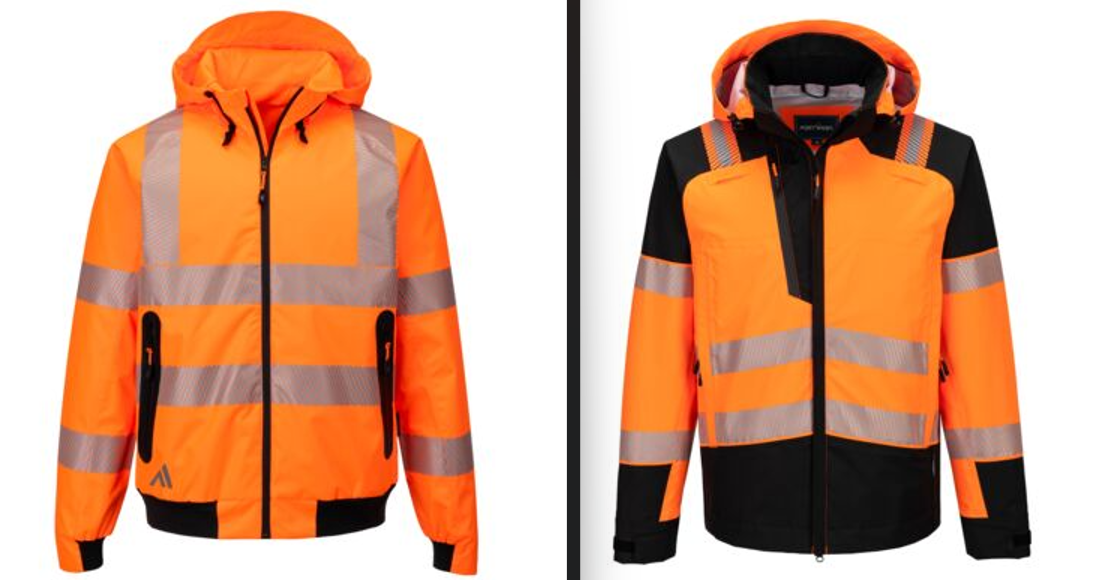 Nowe kurtki przeciwdeszczowe Portwest KX315 i T166 – lekka ochrona i widoczność w stylu sportowym